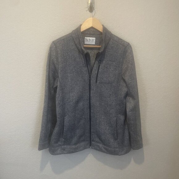 Marc New York Andrew Marc Womens Large Gray Full Zip Fleece Jacket Pockets - Picture 2 of 10